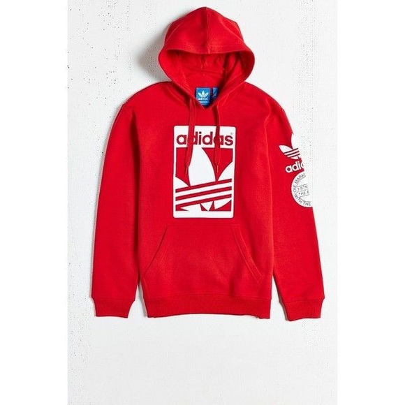 red adidas hoodie trefoil